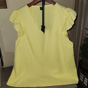 SHEIN Yellow Ruffle Sleeve Blouse